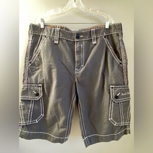 Rock Revival men's Grey cargo shorts size 38-40 Thick Stitching grunge skate Y2K
